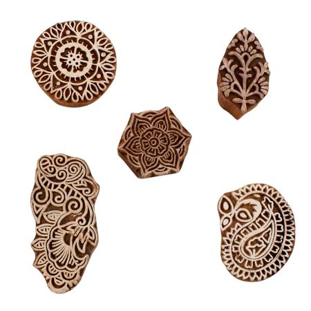 Set of 5 Piece New Mix Wooden Printing Blocks